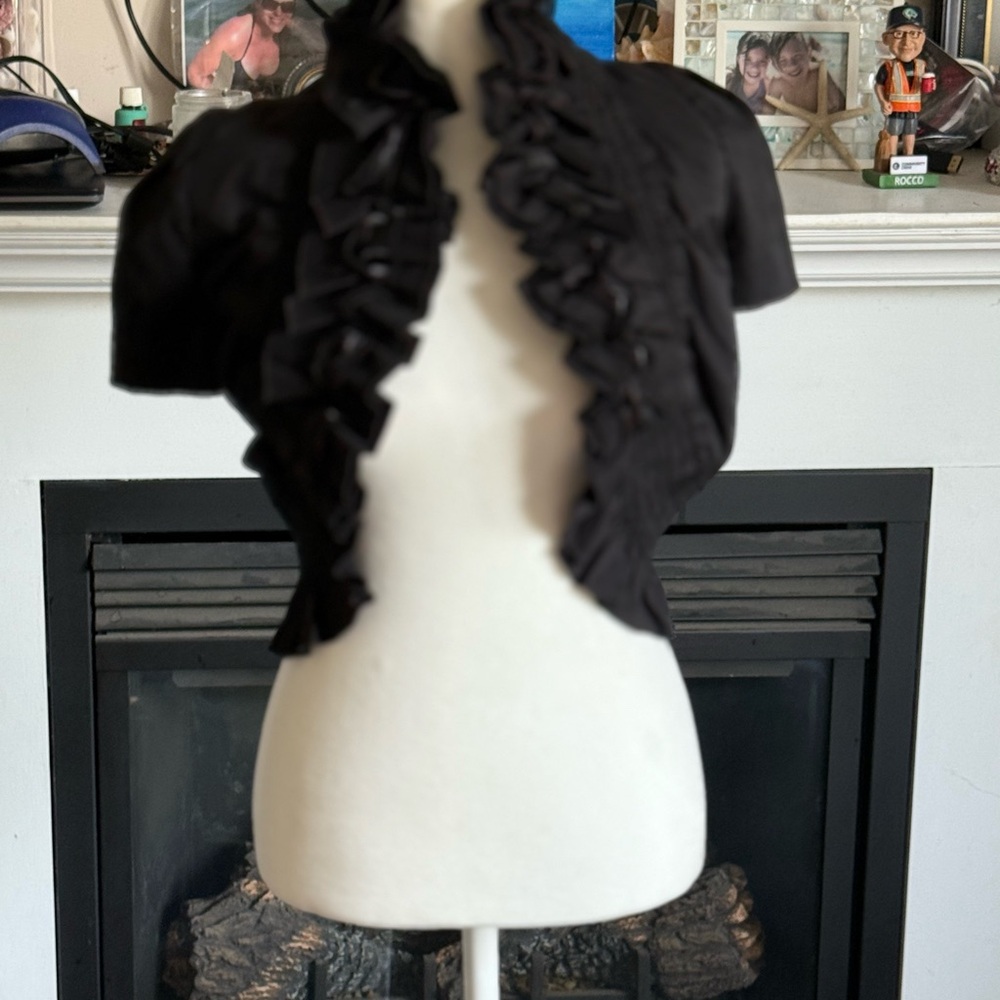 Le Chateau Elegant Black Ruffle Shrug